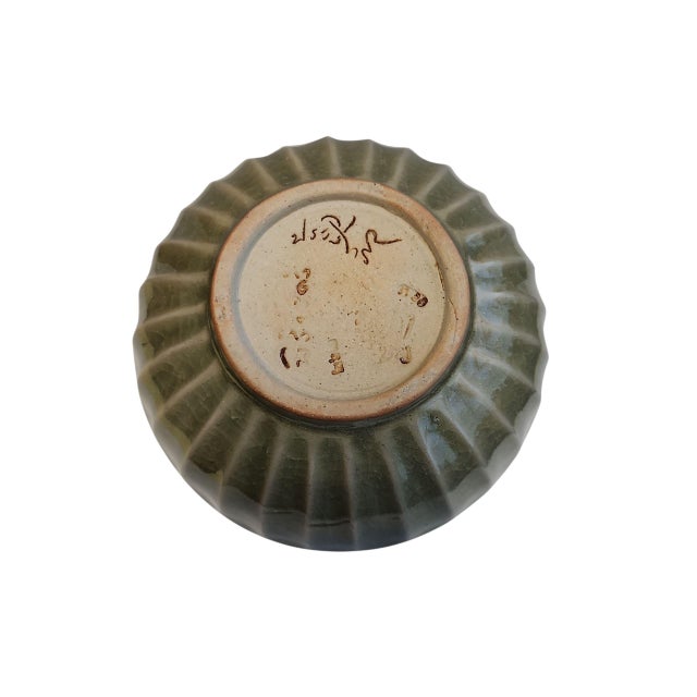 Vintage Mengrai Kilns Round Celadon Bud Vase For Sale - Image 4 of 4
