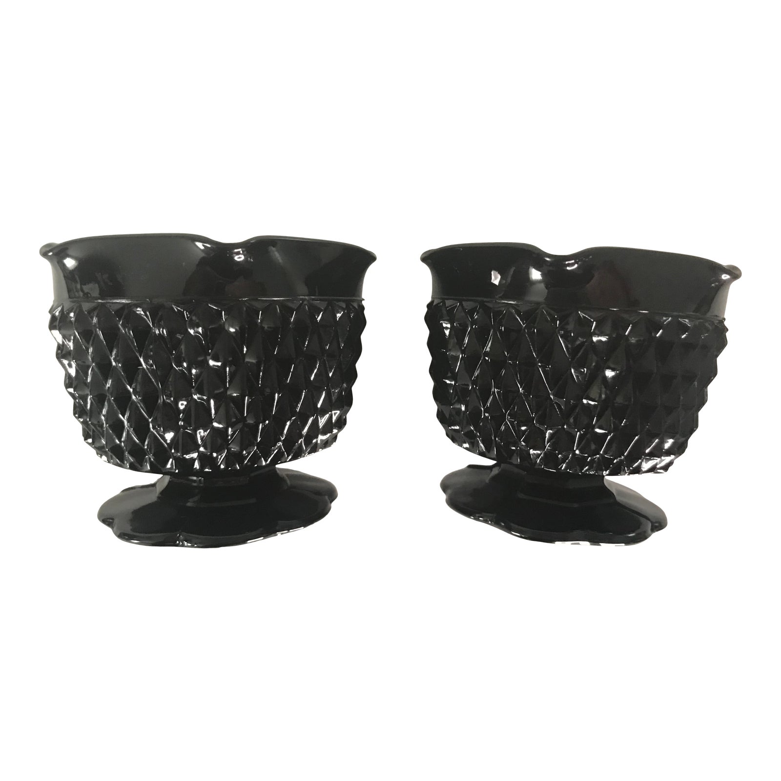 Mid 20th Century Black Milk Glass Candle Holders A Pair Chairish