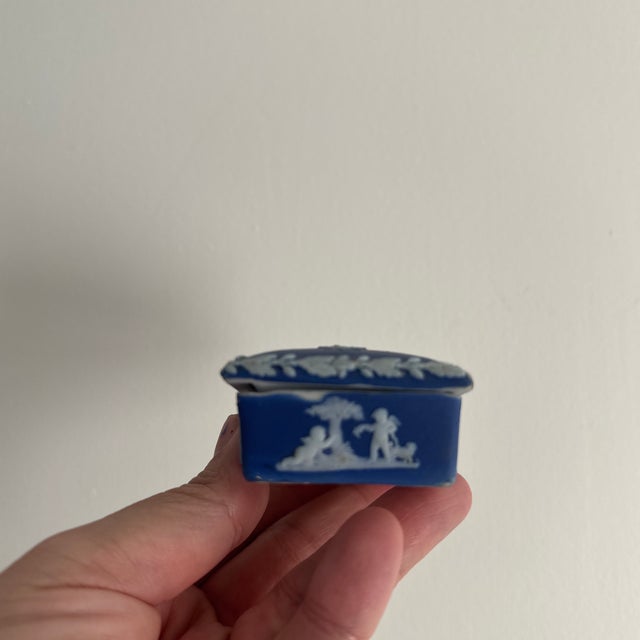 Ceramic Late 19th Century Wedgwood Jasperware Cobalt Blue Matchbox Striker For Sale - Image 7 of 10