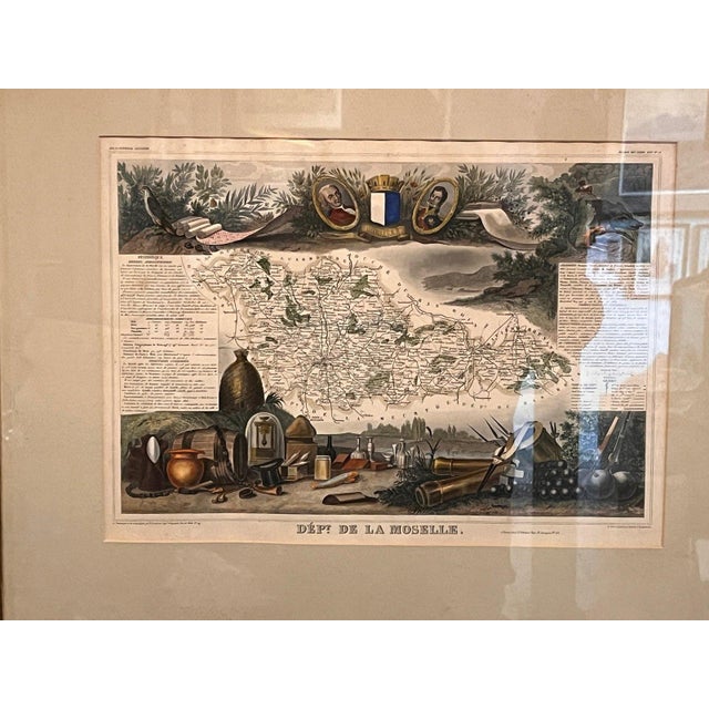 An original mid-19th-century hand-colored steel-engraved map of the Department of the Moselle, France, by renowned...