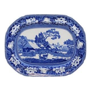 Circa 1820-30 English "Fallow Deer" Pattern Pearlware Platter For Sale