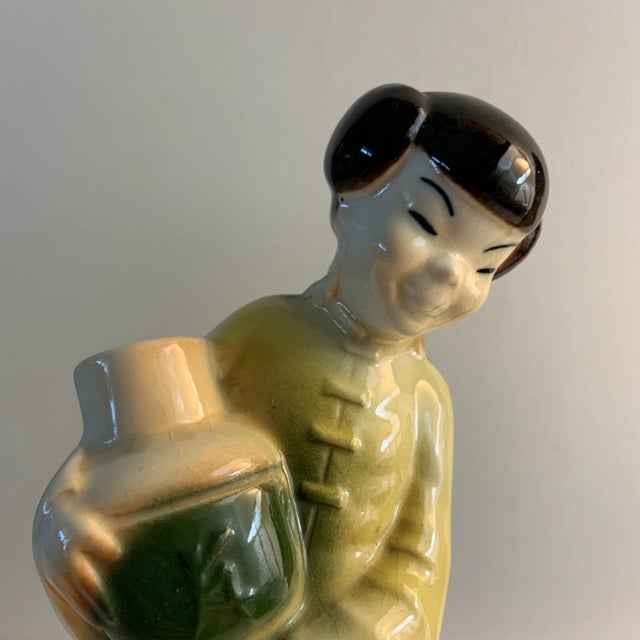 Chinoiserie Mid-Century Chinoiserie Woman & Man Figurines- a Pair For Sale - Image 3 of 7