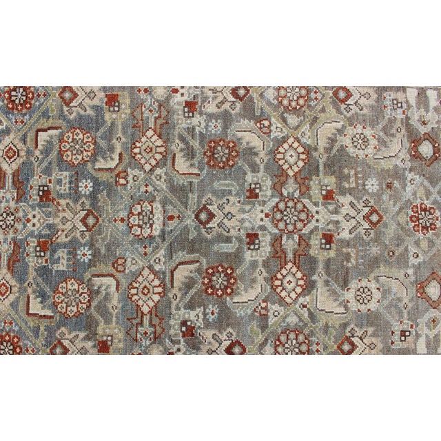 Antique Persian Malayer Rug With All-Over Tribal Design in Gray Background 3'10 X 8'6 For Sale - Image 11 of 13