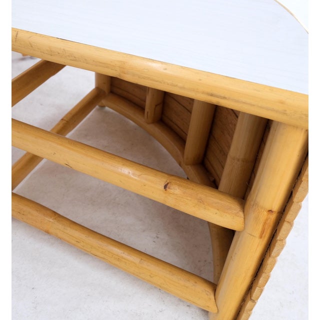 Hi-Lo Convertible Reed Coffee Dinette Game Table w/ Nesting Benches Stools Chair For Sale - Image 15 of 17