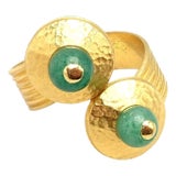 1980s Ilias Lalaounis Greece Yellow Gold French Nephrite Ring, Size 10 For Sale