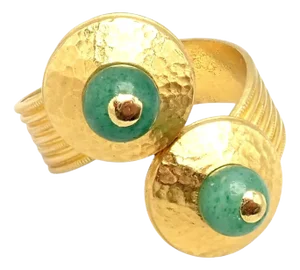1980s Ilias Lalaounis Greece Yellow Gold French Nephrite Ring, Size 10
