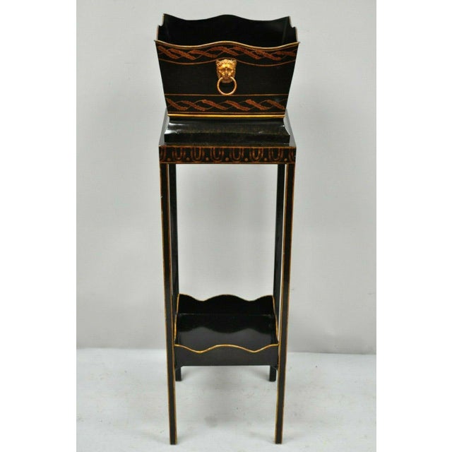 Maitland Smith English Regency Tole Metal Black Gold Pedestal Plant Stand Chairish