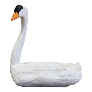 Oversized Hand Carved Wooden Swan Sculpture