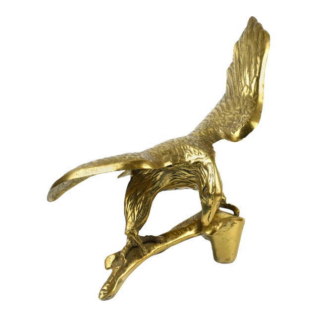 Mid 20th Century Solid Gold Brass Sitting Eagle Figurine Model For Sale