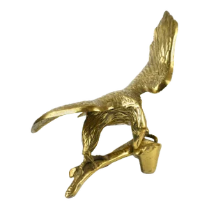 Mid 20th Century Solid Gold Brass Sitting Eagle Figurine Model