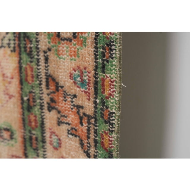 1970s Vintage Turkish Handmade Wool Cotton Peach Area Rug For Sale - Image 4 of 11