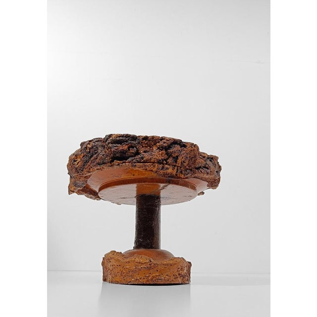 Vintage Rustic Handcrafted Wooden Pedestal Bowl in the style of Mountain Folk Art, 1950s For Sale - Image 6 of 18