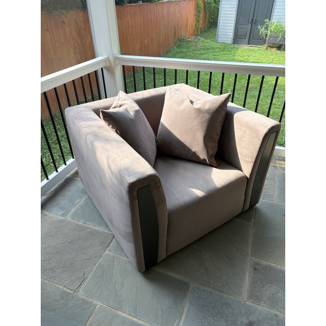 Elevate your living space or executive office with this stunning, bespoke contemporary cubic armchair. Masterfully custom-...