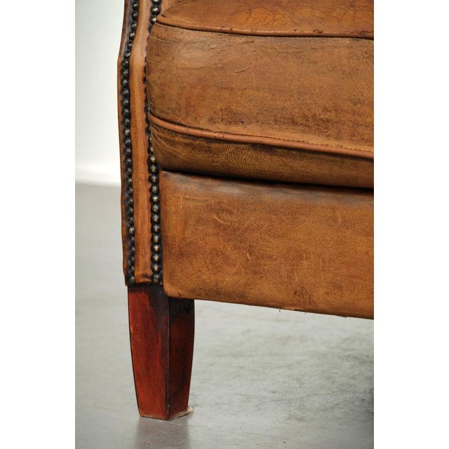 Vintage Sheepskin Armchair with Decorative Nails For Sale - Image 12 of 13