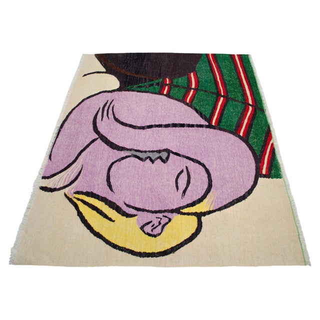 Pablo Picasso - Woman With Yellow Hair - Inspired Hand Woven Area Rug - Wall Rug , Wool 3′9″ × 5′ For Sale - Image 10 of 18
