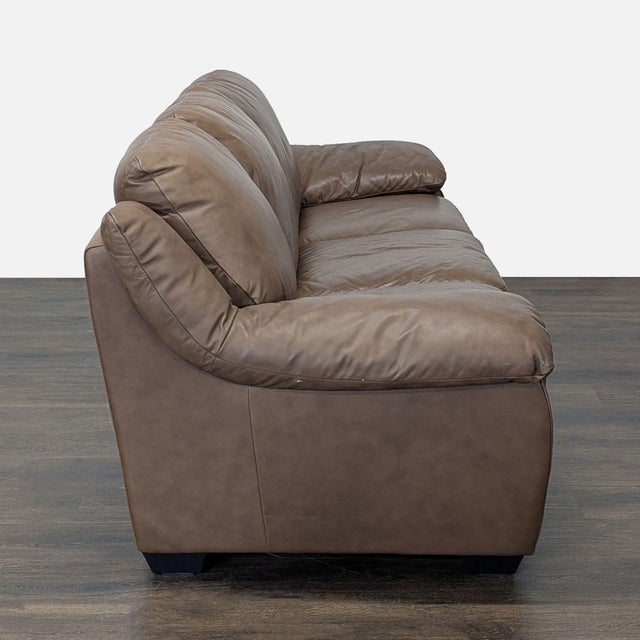 Italsofa 3-Seat Brown Leather Sofa – Comfortable and Stylish For Sale - Image 4 of 9