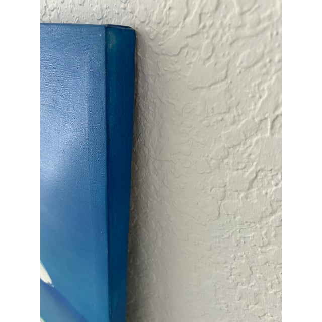 Blue "White Umbrella" Double Canvas Painting, a Pair For Sale - Image 8 of 10