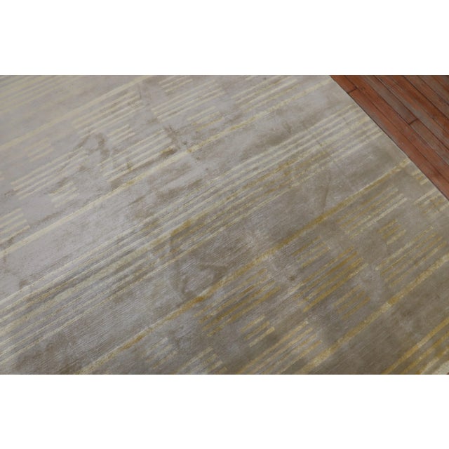 Gold Oversize Wool Silk Modern Tibetan Rug - 9'9" x 14'10" For Sale - Image 8 of 13