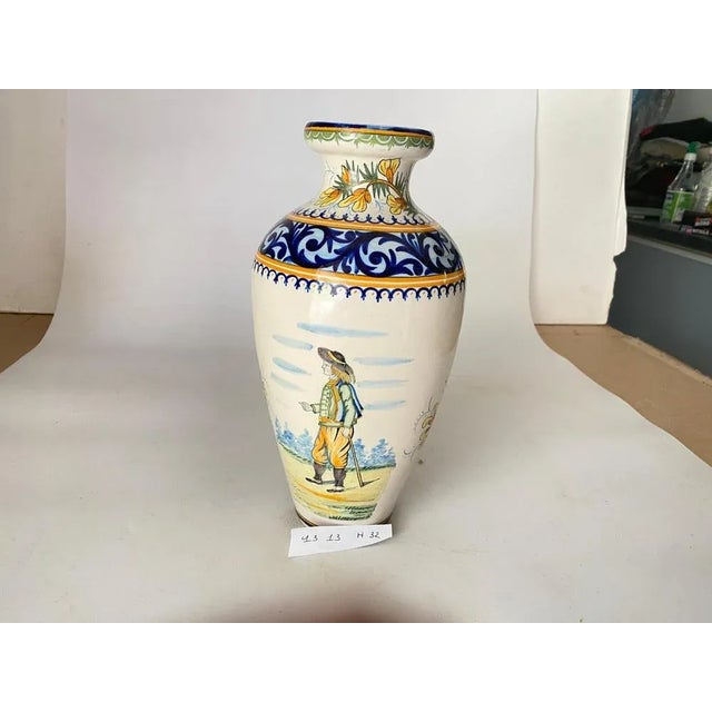 Blue 19th Century French Hand-Painted Faience Vase by Henriot Quimper For Sale - Image 8 of 9