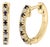 10K Yellow Gold Alternating Blue Sapphire 1/10 Cttw Diamond Huggy Hoop Earrings (I-J Color, I1-I2 Clarity) For Sale