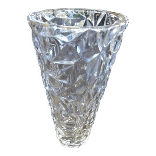 Vintage Teleflora Rock Cut Crystal Vase For Sale