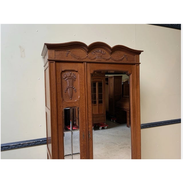 Wood Antique Art Nouveau Style Linen Cupboard, 1910s For Sale - Image 7 of 8