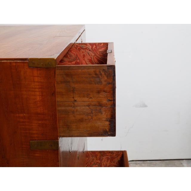 Campaign English 19th Century Teak Campaign Chest with Five Drawers and Brass Hardware For Sale - Image 3 of 12