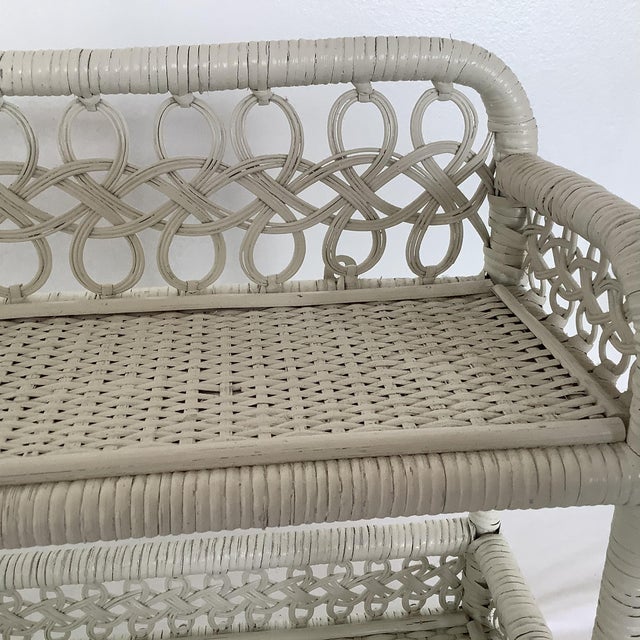 MidCentury Vintage White Wicker Wall Shelf. Chairish