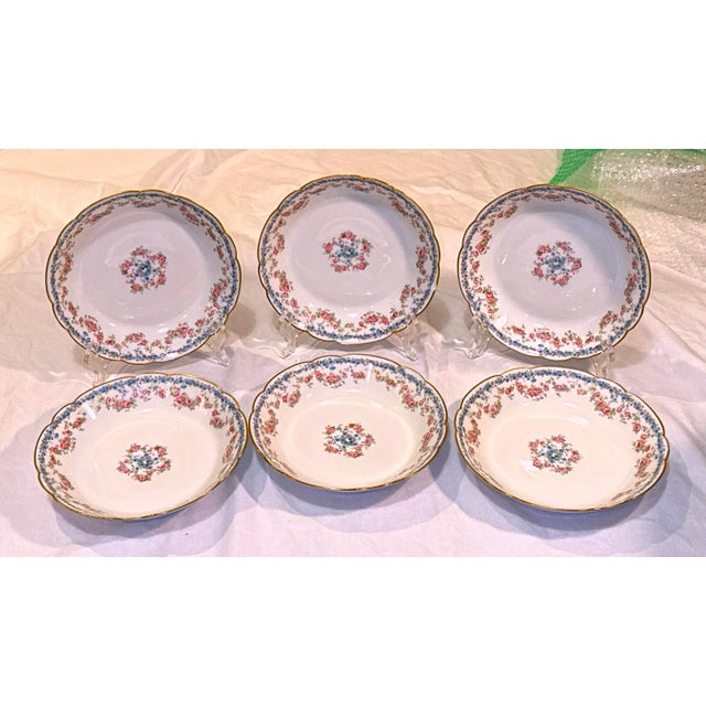 Early 20th Century French Limoges Antique Porcelain Bowls - Set of 6 - 7.25" For Sale - Image 5 of 13