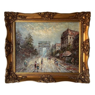 Yvonne Dupré, Mid-Century Parisian Street Scenem, 1970s, Oil on Canvas For Sale