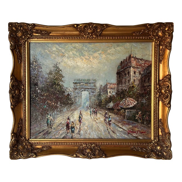 Yvonne Dupré, Mid-Century Parisian Street Scenem, 1970s, Oil on Canvas For Sale