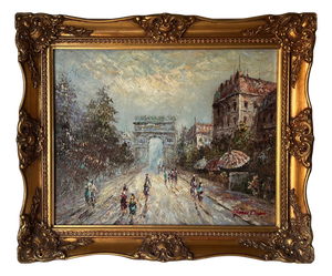Yvonne Dupré, Mid-Century Parisian Street Scenem, 1970s, Oil on Canvas