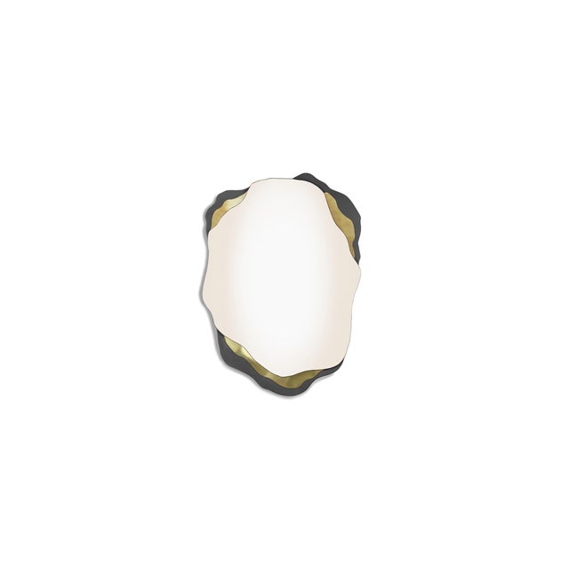 Arizona Mirror in Anthracite Lacquered and Polished Brass by InsidherLand For Sale - Image 4 of 4
