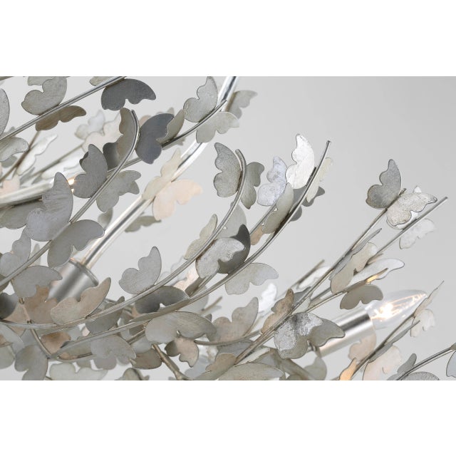 Farfalle Large Linear Chandelier in Burnished Silver Leaf Designer: Julie Neill Canopy: 6" Round Mounting: Chain Shade...