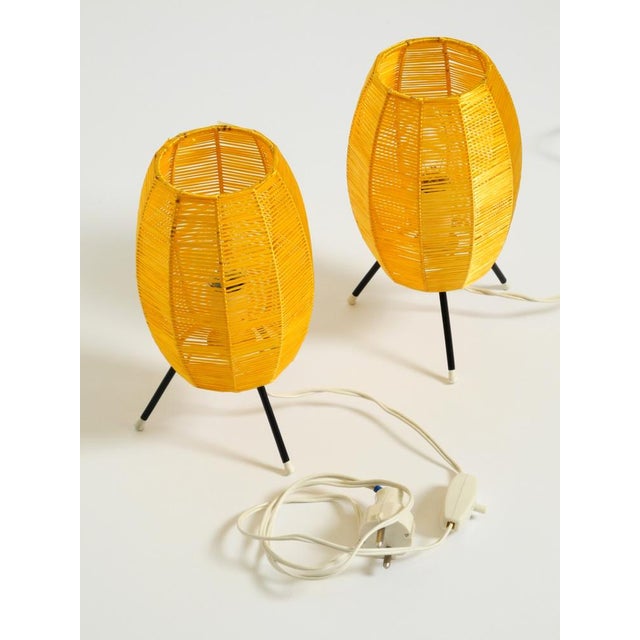Mid-Century Modern Tripod Raffia Table Lamps, 1950s, Set of 2 For Sale - Image 13 of 18