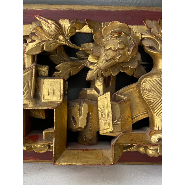 Late 19th Century Antique Chinese Carved Gilt Panel For Sale - Image 5 of 12
