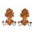 Vintage Italian Rustic Carved Wood Two Arm Candle Wall Sconces - A Pair For Sale