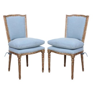 Spectra Home Shabby Chic French Carved Wood Dining Chairs - A Pair For Sale