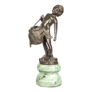 Antique Reproduction of Auguste Moreau's the Water Bearer Sculpture on Marble Base For Sale