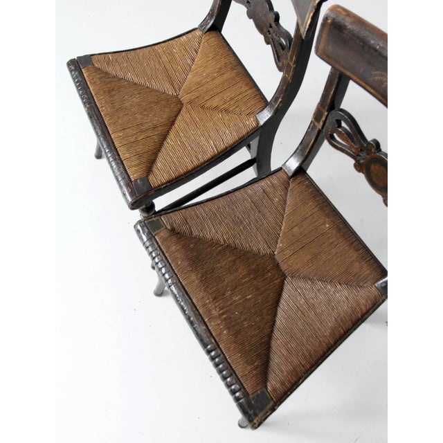 Antique Stencil Painted Chairs Pair For Sale - Image 4 of 13