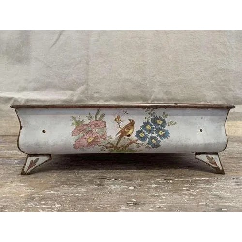 Antique French Enamel Drainer with Bird and Flower Decoration, 1890s For Sale - Image 8 of 8