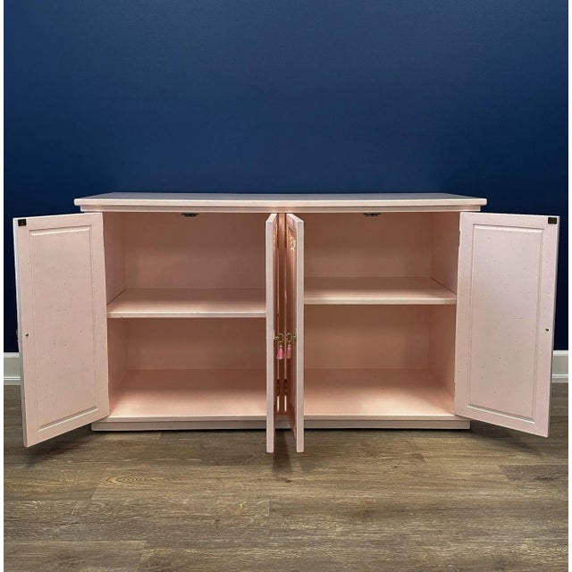 Mid 19th Century Pink Lacquered Buffet Credenza Cabinet | Chairish