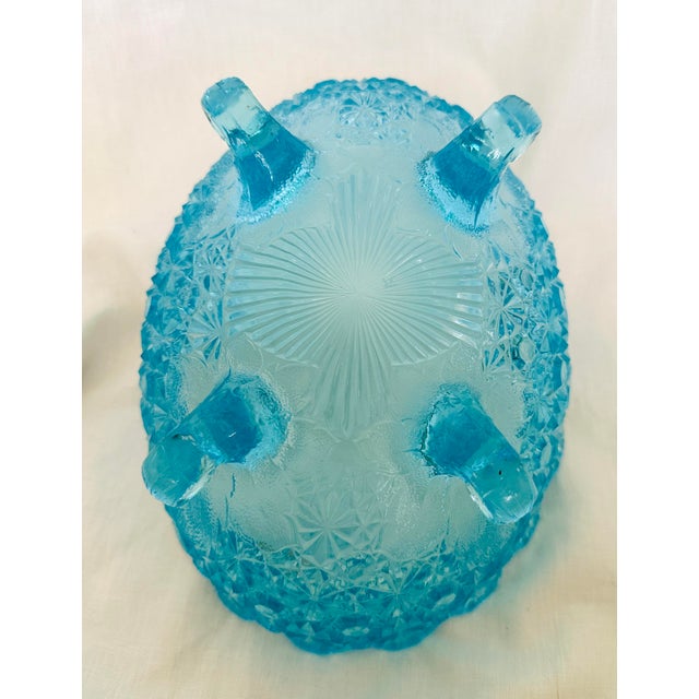 Vintage l.g. Wright Daisy & Button Blue Four Toed Oval Dish For Sale - Image 4 of 6