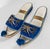 Traditional 19th Century Pair of Turkish Khussa Mojari Slipper Shoes in Blue Velvet For Sale - Image 3 of 10
