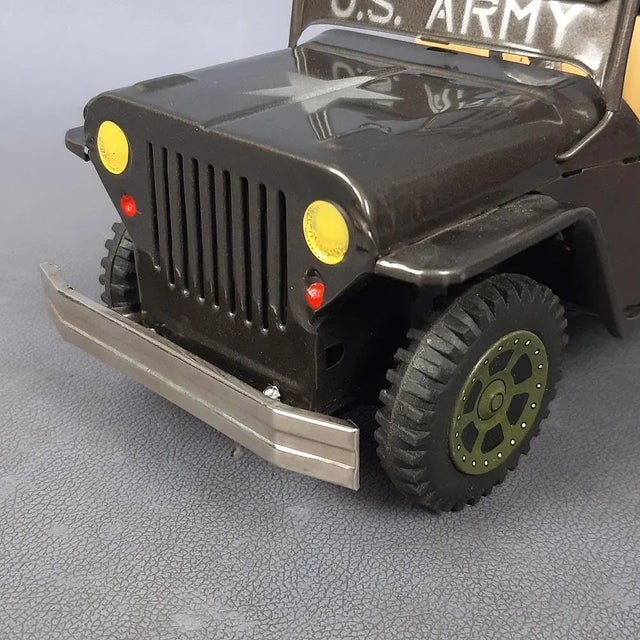 Vintage Army Combat Jeep Daya Terai Tin Toy, Japan, 1960s For Sale - Image 9 of 18