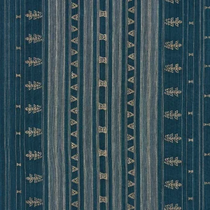 Schumacher Nima Embroidered Cotton Linen Fabric In Indigo