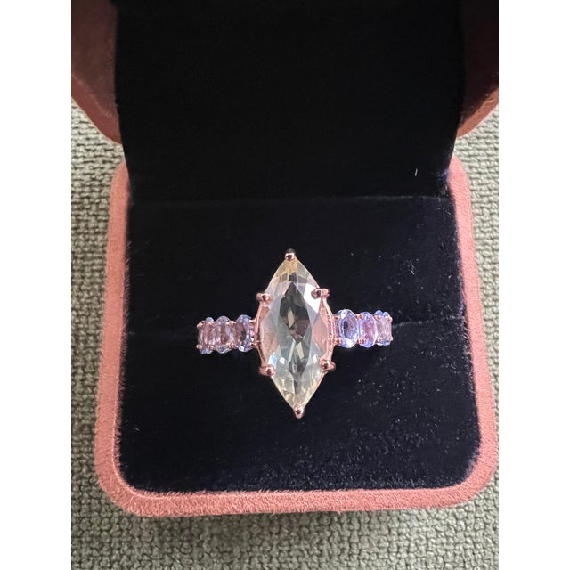 Bochic “Orient” Lemon Amethyst & Lilac Tanzanite Ring Set In 18K Gold & Silver For Sale - Image 11 of 12