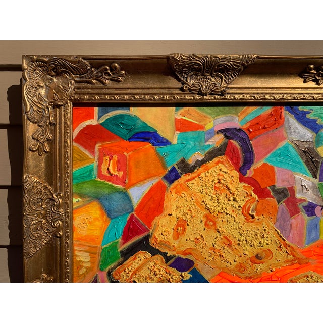 Original Abstract Painting on Canvas by Serg Graff "Cheese", Coa, Gold Frame For Sale In Jacksonville, FL - Image 6 of 9