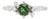 Dainty Green Tourmaline Ring With Natural Diamond Accents in Solid 14k Gold, Size 6.75 For Sale