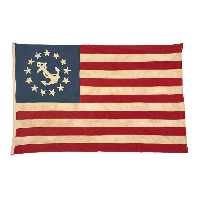Large Modified Vintage Cotton Flag With New Yacht Ensign Emblem For Sale